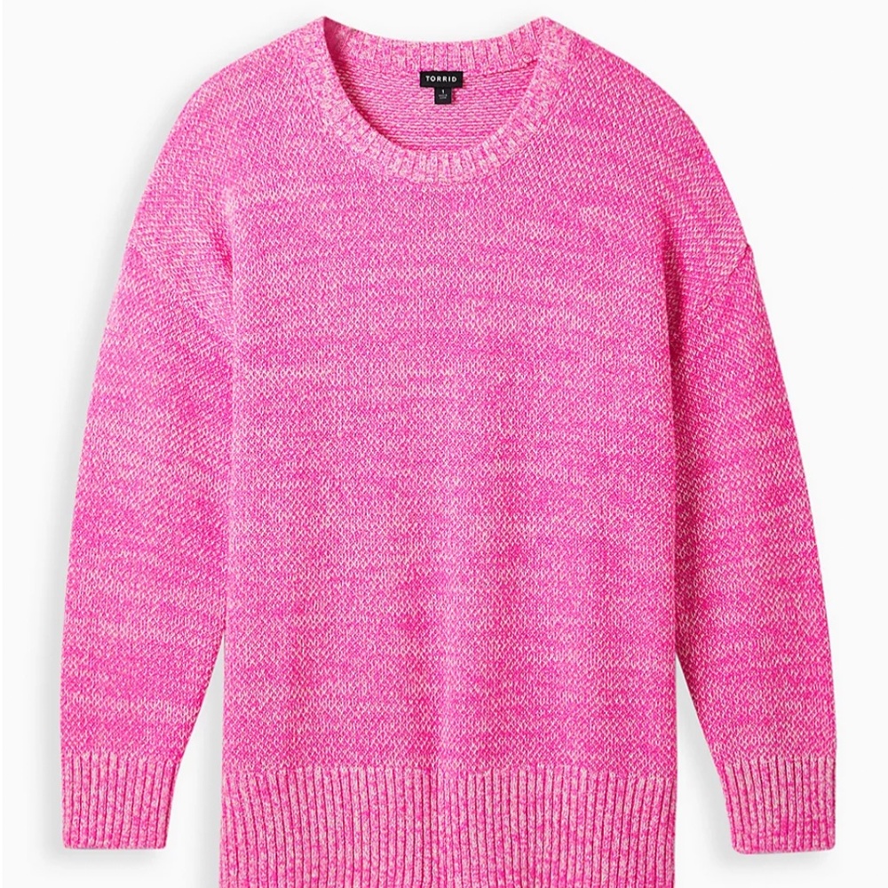 TORRID DROP SHOULDER PULLOVER SWEATER  - ACRYLIC PINK - Picture 2 of 4